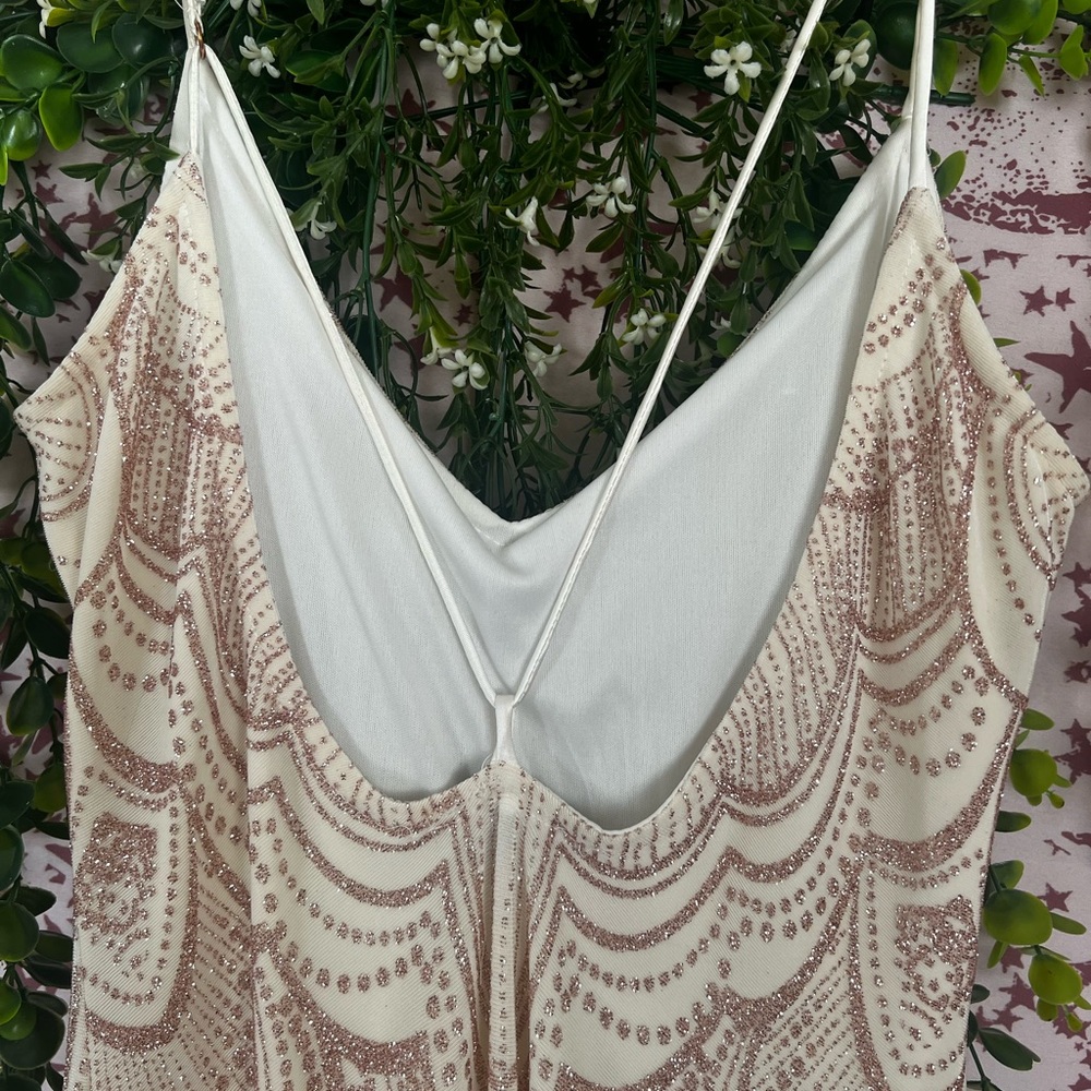 Jump Rose Gold Sequin Embellished Ivory Dress - Picture 6 of 8